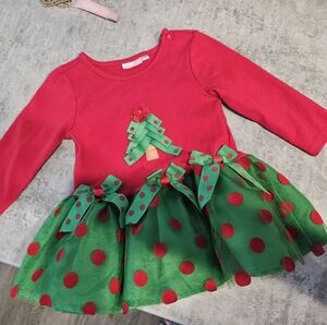 Festive Red and Green Polka Dot Dress